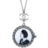 Chanel Mademoiselle Chain Pendant Necklace Silver 03P