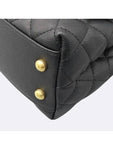 A92990 Black Caviar Grained Vintage Gold Coco Handle Small Flap Tote Bag Chain Cross Trap 2way Chanel