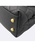 A92990 Black Caviar Grained Vintage Gold Coco Handle Small Flap Tote Bag Chain Cross Trap 2way Chanel