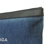 balenciaga Denim Canvas Leather Clutch Bag
