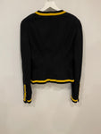 *HOT* Chanel 1994 Vintage Black and Yellow Wool Jacket & Midi Skirt Set with CC Logo Button Details Size FR 40 (UK 12)