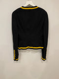 *HOT* Chanel 1994 Vintage Black and Yellow Wool Jacket & Midi Skirt Set with CC Logo Button Details Size FR 40 (UK 12)