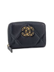 19 Zip Around Lambskin Card Wallet Black Chanel