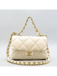 AS3499 White color lambskin quilting COCO gold logo big chain 22B medium flap shoulder bag Chanel