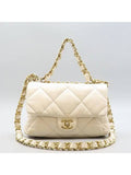 AS3499 White color lambskin quilting COCO gold logo big chain 22B medium flap shoulder bag Chanel