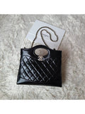 31 Gold Hardware Small Shiny Lambskin Shoulder Bag Black Chanel