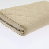 Chanel Long Wallet Caviar Skin White CC Auth 65288