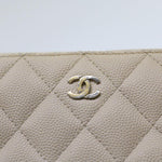 Chanel Long Wallet Caviar Skin White CC Auth 65288
