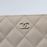 Chanel Long Wallet Caviar Skin White CC Auth 65288
