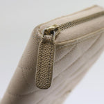 Chanel Long Wallet Caviar Skin White CC Auth 65288