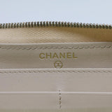 Chanel Long Wallet Caviar Skin White CC Auth 65288