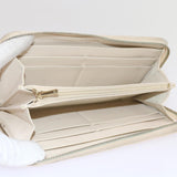 Chanel Long Wallet Caviar Skin White CC Auth 65288