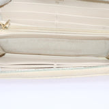 Chanel Long Wallet Caviar Skin White CC Auth 65288