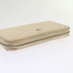 Chanel Long Wallet Caviar Skin White CC Auth 65288