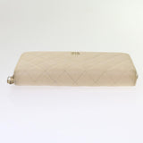 Chanel Long Wallet Caviar Skin White CC Auth 65288