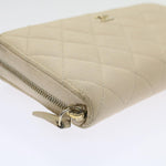 Chanel Long Wallet Caviar Skin White CC Auth 65288