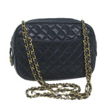 Chanel Matelasse Chain Shoulder Bag Leather Navy CC Auth 65588