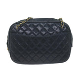 Chanel Matelasse Chain Shoulder Bag Leather Navy CC Auth 65588