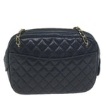 Chanel Matelasse Chain Shoulder Bag Leather Navy CC Auth 65588