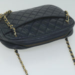Chanel Matelasse Chain Shoulder Bag Leather Navy CC Auth 65588