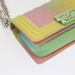 Chanel Matelasse Boy  Shoulder Bag Caviar Skin Multicolor CC Auth 66965S