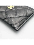 AP0213 Black grained calf caviar skin COCO gold logo classic card holder Matrasse wallet Chanel