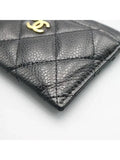 AP0213 Black grained calf caviar skin COCO gold logo classic card holder Matrasse wallet Chanel