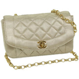 Chanel Matelasse Chain Shoulder Bag Satin Gold CC Auth 67057A