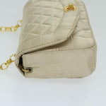 Chanel Matelasse Chain Shoulder Bag Satin Gold CC Auth 67057A