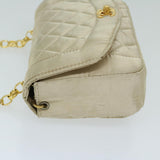 Chanel Matelasse Chain Shoulder Bag Satin Gold CC Auth 67057A
