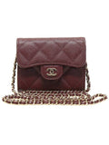 AP0238 Burgundy caviar gold CC logo classic clutch with chain card wallet cross bag 31st Chanel