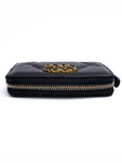 19 Zip Around Lambskin Card Wallet Black Chanel