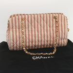 Chanel Matelasse Chain Shoulder Bag Canvas White Red CC Auth 69059SA