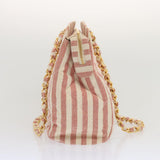Chanel Matelasse Chain Shoulder Bag Canvas White Red CC Auth 69059SA