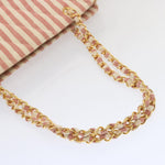 Chanel Matelasse Chain Shoulder Bag Canvas White Red CC Auth 69059SA