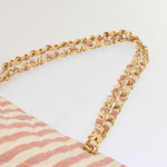 Chanel Matelasse Chain Shoulder Bag Canvas White Red CC Auth 69059SA
