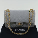 Chanel Matelasse Chain Shoulder Bag Suede Light Blue CC Auth 69060A