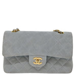 Chanel Matelasse Chain Shoulder Bag Suede Light Blue CC Auth 69060A