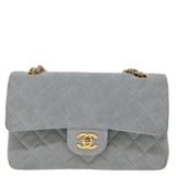 Chanel Matelasse Chain Shoulder Bag Suede Light Blue CC Auth 69060A