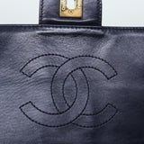 Chanel Matelasse Chain Shoulder Bag Cotton White Navy CC Auth 69062A