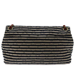 Chanel Matelasse Chain Shoulder Bag Cotton White Navy CC Auth 69062A