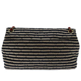 Chanel Matelasse Chain Shoulder Bag Cotton White Navy CC Auth 69062A