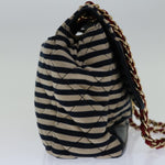 Chanel Matelasse Chain Shoulder Bag Cotton White Navy CC Auth 69062A