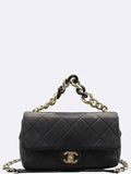 AS1353 Black leather gold metal chain tote bag and shoulder Chanel