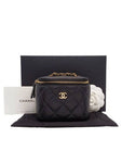 AP1340 Black Caviar Skin Vanity Gold Mini Chain Cross Bag Chanel