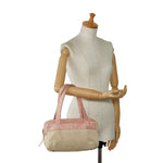 Chanel Logo One-Shoulder Bag Handbag Pink Natural Leather Cotton  CHANEL