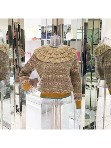 19A Workshop Collection Pullover Neck Cape 38 Beige Multi 4ET1312 Chanel