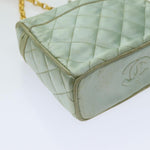 Chanel Matelasse Chain Shoulder Bag Satin Light Blue CC Auth 70064A