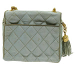 Chanel Matelasse Chain Shoulder Bag Satin Light Blue CC Auth 70064A