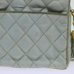 Chanel Matelasse Chain Shoulder Bag Satin Light Blue CC Auth 70064A